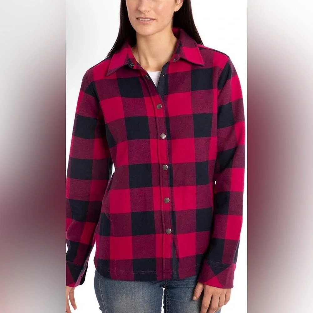 Orvis Women Size L Fleece Lined Plaid Shirt Jacket Shacket